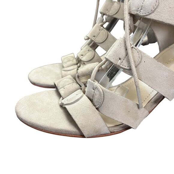 Marc Fisher Paradox Leather Suede Gladiator High Heels Sandals Shoes Gray 7.5 W - Picture 8 of 16